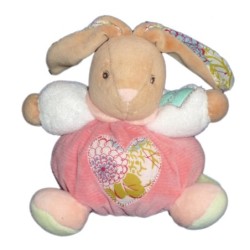 KALOO Doudou boule Lapin rose P'tit Coeur 16 cm Grelot  (13908)