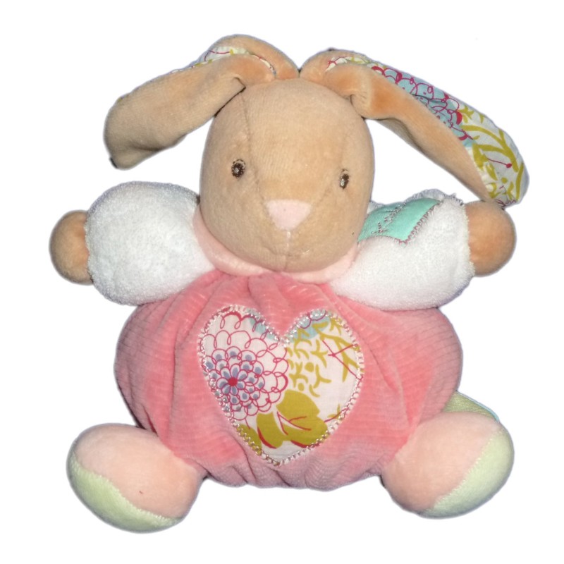 KALOO Doudou boule Lapin rose P'tit Coeur 16 cm Grelot  (13908)