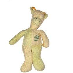 Doudou Girafe jaune vert Papillon 30 cm BLANCHET PELUCHES (24077)