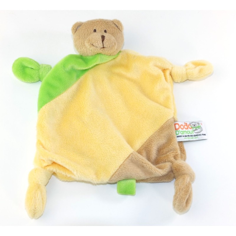 Doudou plat Ours jaune vert Dodo d Amour MGM (23968)
