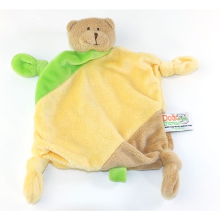 Doudou plat Ours jaune vert Dodo d Amour MGM (23968)
