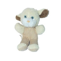 Doudou peluche mouton agneau Chamti tissu rayé 22 cm (27745)