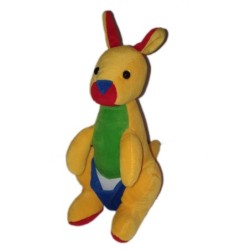 Peluche Doudou Kangourou jaune vert bleu rouge 32 cm Finaref LJ2 (24310)