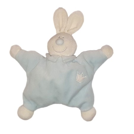 Doudou coussin bleu Lapin Couronne semi plat Jollybaby (24341)
