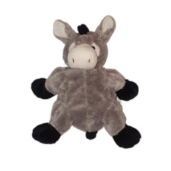 Doudou peluche ane gris blanc 22 cm (24178)