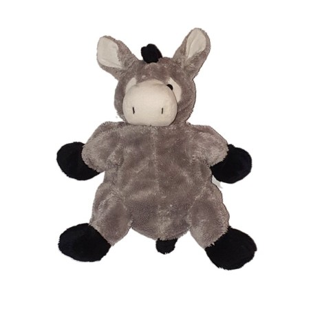 Doudou peluche ane gris blanc 22 cm (24178)