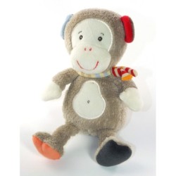 TIGEX Peluche musicale doudou Singe gris echarpe 20 cm (25523)