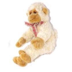 FRANCOISE SAGET Peluche singe beige marron noeud carreaux assis 25 cm (25633)