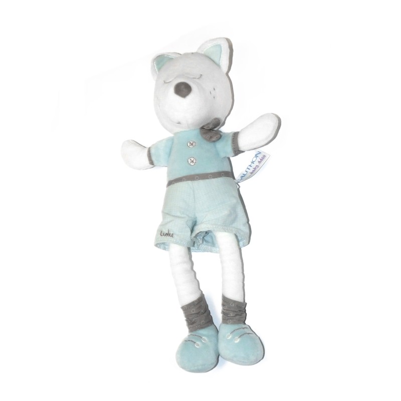 Doudou loup Lulu Chéri Sauthon Souris bleu gris 32 cm (27126)