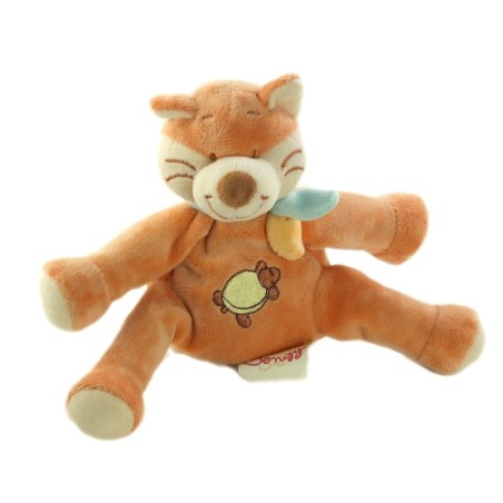 Doudou Renard orange Foulard bleu Tortue 13 cm Bengy 2004 (25315)