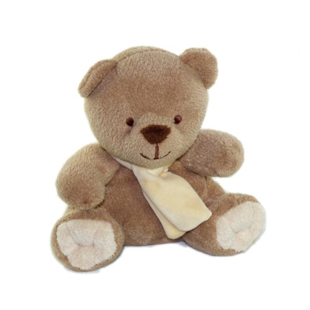 Doudou Ours beige Echarpe blanche 20 cm Bengy (25317)