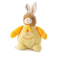 Doudou lapin jaune orange Nounours 28 cm (20304)