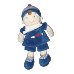Doudou Garçon marin bleu Poissons Mots d'Enfants 25 cm579/5941 (15402)