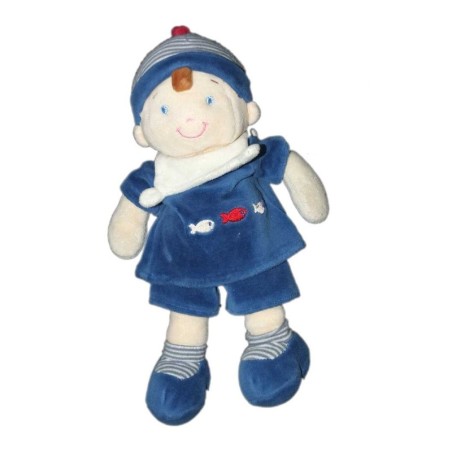 Doudou Garçon marin bleu Poissons Mots d'Enfants 25 cm579/5941 (15402)