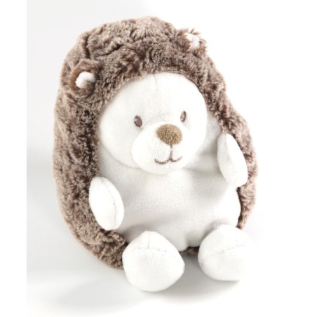 Doudou Peluche Herisson blanc marron chine 15 cm TEX Baby Carrefour (21582)