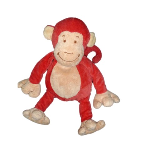 Doudou Peluche SINGE rouge  - Bengy Amtoys - H 26 cm (8793)