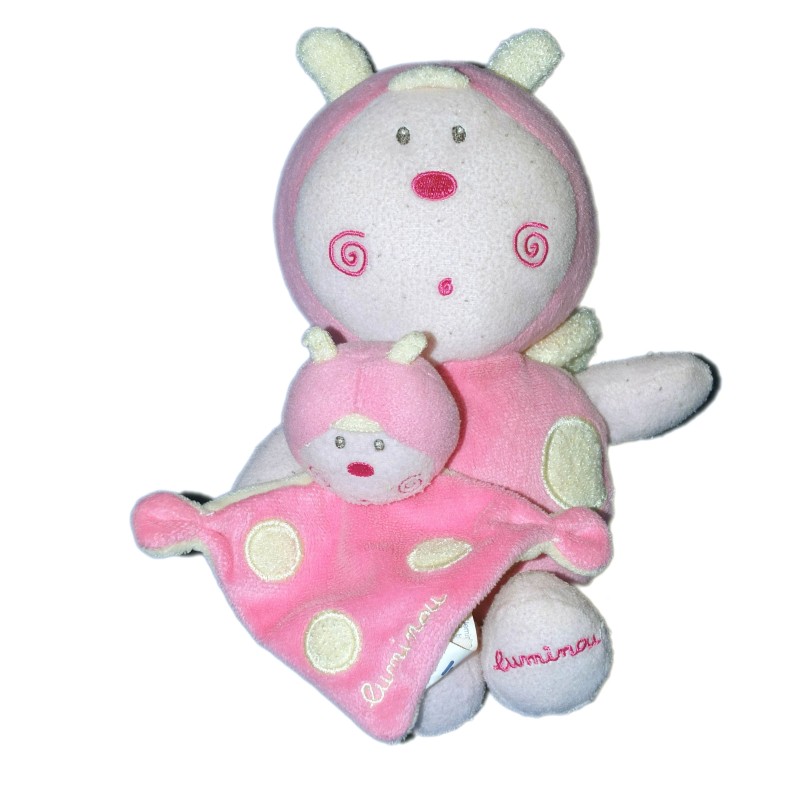 Doudou Luminou - Coccinelle Rose - Peluche Photoluminescente Sans Pile - Se Voit Dans Le Noir (11686)
