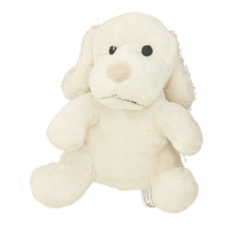 Doudou Peluche CHIEN blanc crème nez beige BEBISOL - H 18 cm (12447)
