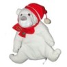 Peluche doudou Ours Polaire blanc Echarpe rouge Sapin LR Bonnet 32 cm (14154)