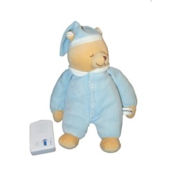 Peluche doudou OURS bleu clair BABIAGE Doodoo Tummy Sleep BOITIER Bruits Intra Utérins (13663)