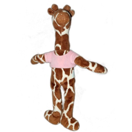 Doudou peluche GIRAFE pull rose MRSA Petit Boy - H 32 cm (6541)