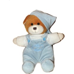 Doudou peluche OURS bleu CALIN ET BISOU Silvertoys - H 20 cm (6560)