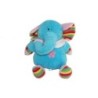 Doudou peluche ELEPHANT bleu Fleur brodée - FL - H 17 cm (6556)