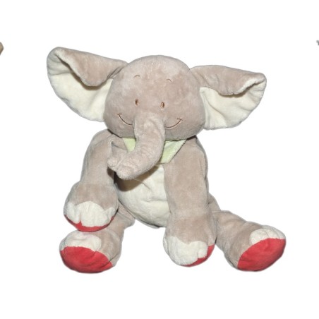 Doudou Peluche Elephant gris Foulard vert BENGY Amtoys 22 cm (13424)