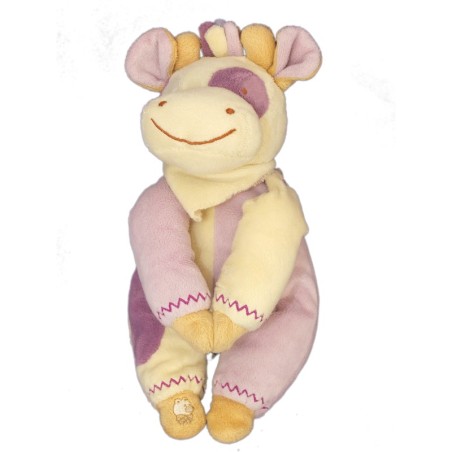 Doudou peluche VACHE mauve Fleur LASCAR Aimants Pattes H 25 cm … (7131)
