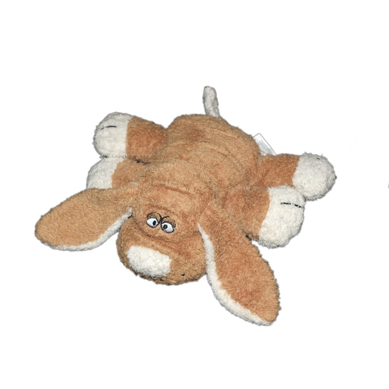 Doudou peluche chien allongé marron DUPUIS 20 cm petit modèle (13106)