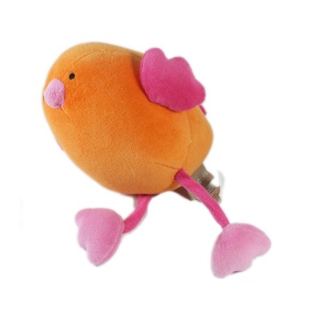 Doudou Oiseau orange rose Natalys 16 cm (17676)