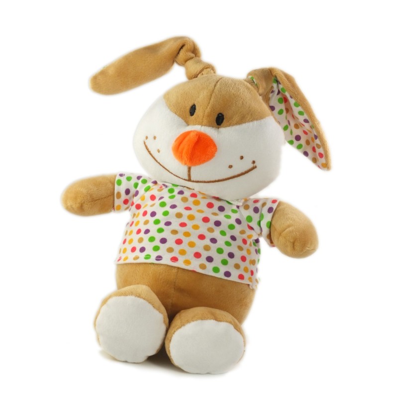 Doudou peluche lapin beige t shirt pois Lapi Choco Fizzy 30 cm (19202)