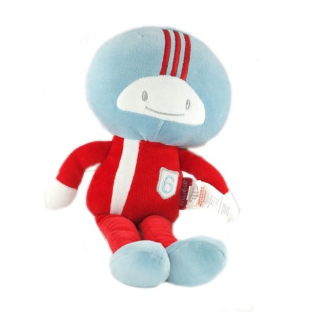 Doudou pilote de course rouge bleu 6 Marèse 32 cm (18805)
