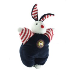 Doudou peluche lapin bleu rouge Marin Marine Jemini 26 cm (19119)