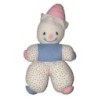 COROLLE Doudou clown Vintage Ancien blanc bleu chapreau rose 23 cm (25602)
