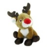Peluche doudou Renne Cerf Elan Caribou marron nez rouge 22 cm Fizz (24704)