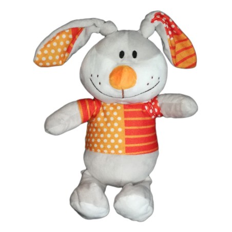 Peluche doudou lapin orange pois rayures Fizzy Lapi Choco 32 cm (21242)