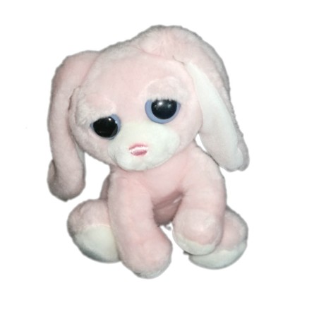 Peluche doudou Lapin rose gros yeux Morbidelli DE.CAR 23 cm (20805)
