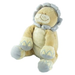 Doudou peluche musicale lion beige mauve Bengy 20 cm (19702)