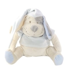 Doudou Peluche chien bleu blanc Babiage Doodoo SANS BOITIER (26334)