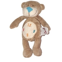 Doudou Ours gris blanc Horloge BENGY Amtoys 20 cm - 2006 (23336)