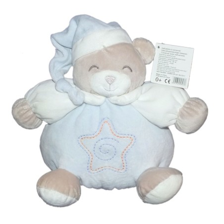 Doudou peluche OURS bleu boule GIFI Etoile brodée 24 cm NEUF ETIQ (13952)