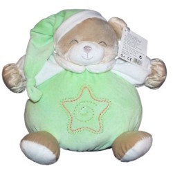Doudou peluche OURS Vert boule GIFI Etoile brodée 24 cm NEUF ETIQ (13953)