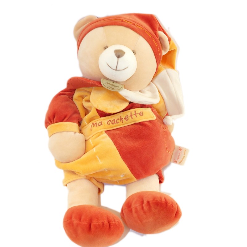 Doudou et Compagnie - Ma Cachette Range Pyjama Ours marron orange Canelle (18703)
