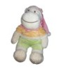 Peluche doudou Hippopotame orange vert rose GIFI Diffusion 45 cm hauteur totale (20874)