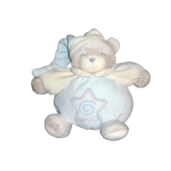 Doudou peluche ours bleu boule GIFI Etoile brodee 24 cm (9537)