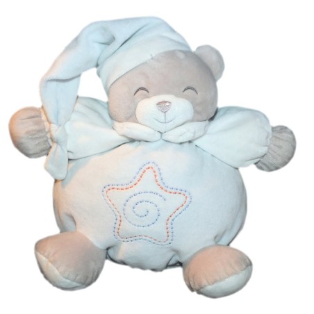 Doudou peluche OURS bleu boule GIFI Etoile brodée 24 cm (9929)