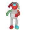 Doudou Peluche CHIEN Gris rouge Vert - EBULOBO - H 35 cm (13556)