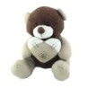 Peluche Doudou Ours marron brun gris Aubert Coeur fleur 25 cm (26194)