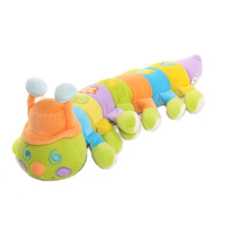 Peluche doudou Chenille vert orange bleu Grelot 45 cm MGM Dodo d Amour (26076)